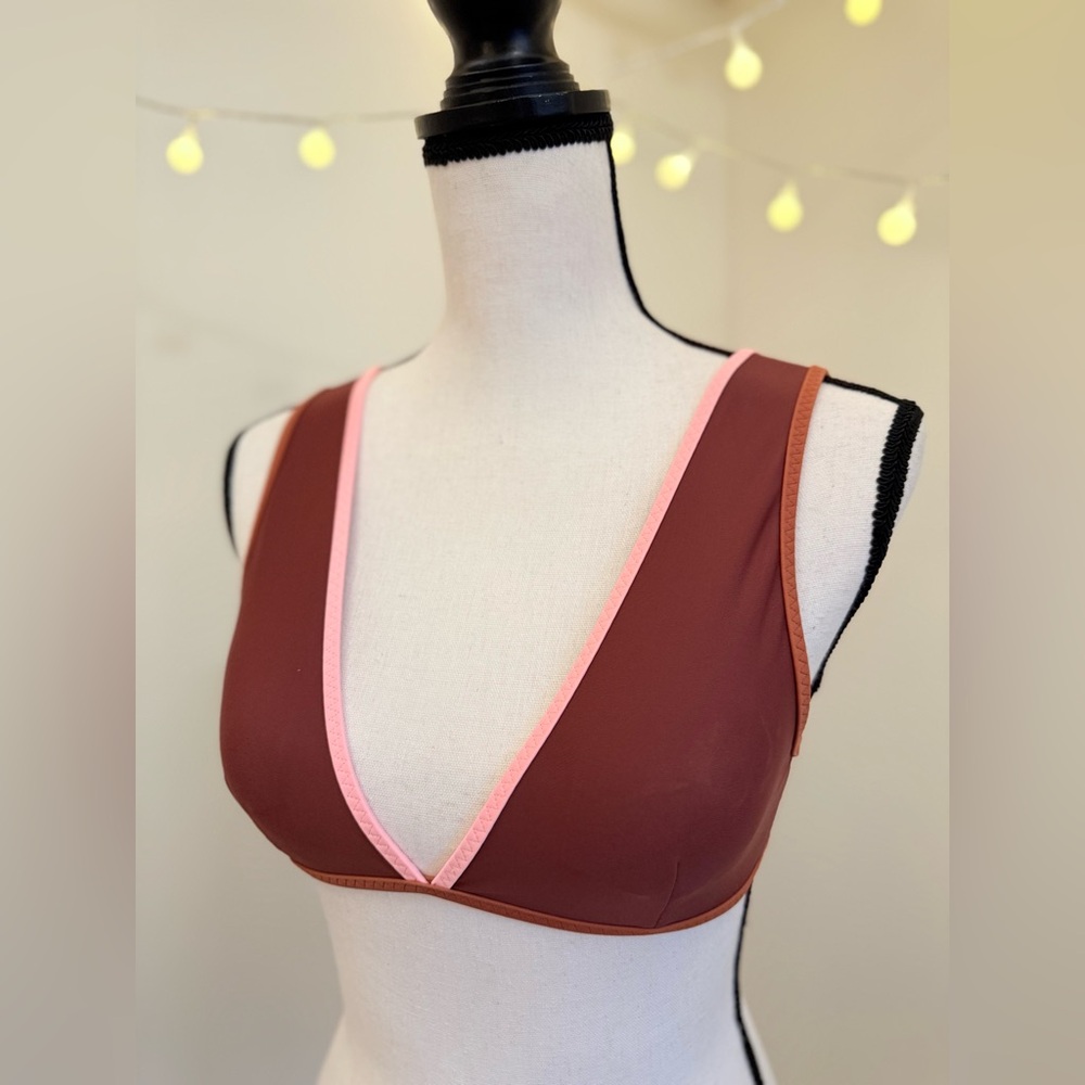 🌾 Aerie Rust and Pink‎ Bikini with Plunge V-Neck